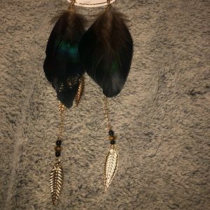 Feather fish hoop earrings